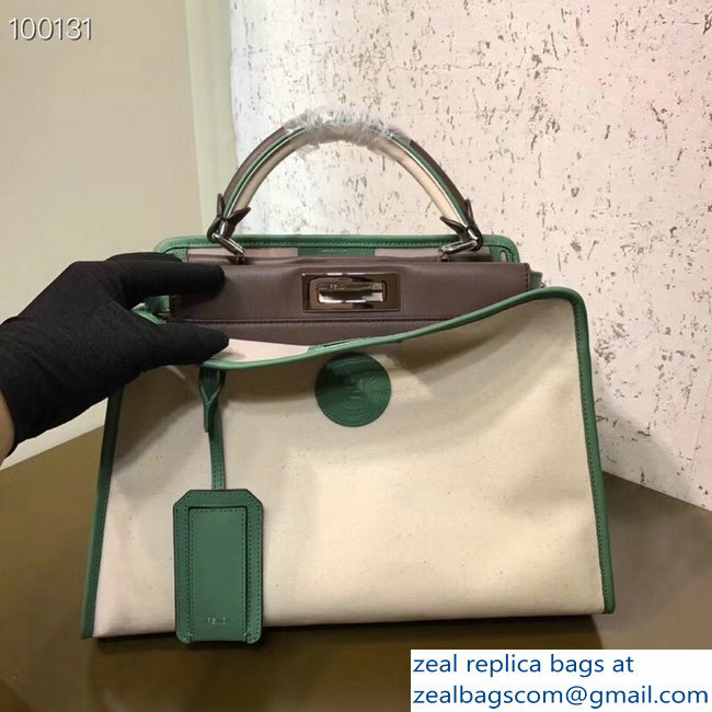 Fendi Peekaboo Defender Bag with Cover Fabric White/Green 2018 - Click Image to Close