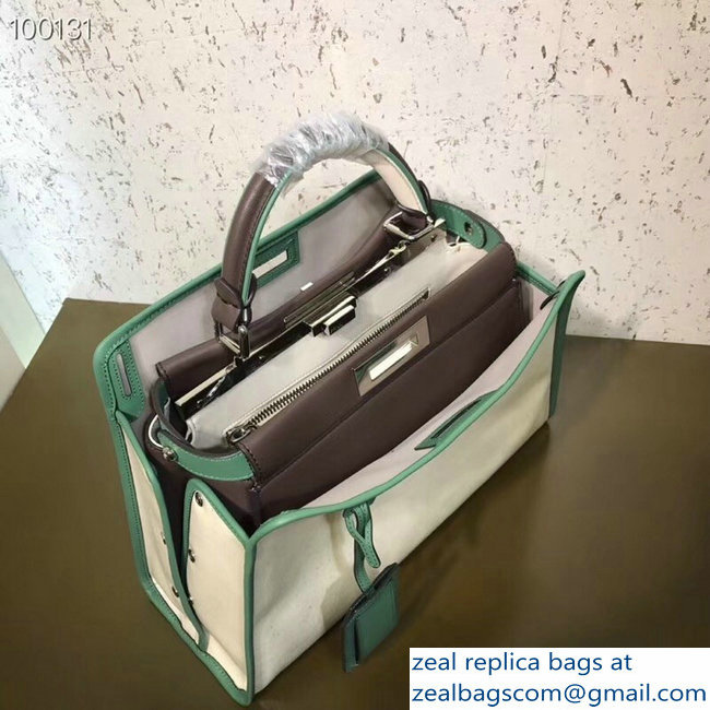 Fendi Peekaboo Defender Bag with Cover Fabric White/Green 2018