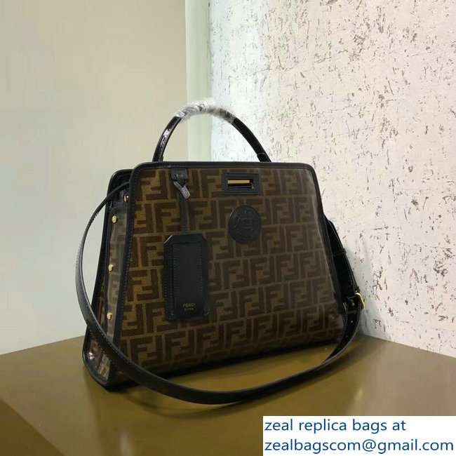 Fendi Peekaboo Defender Bag with Cover Glazed Fabric FF Brown 2018