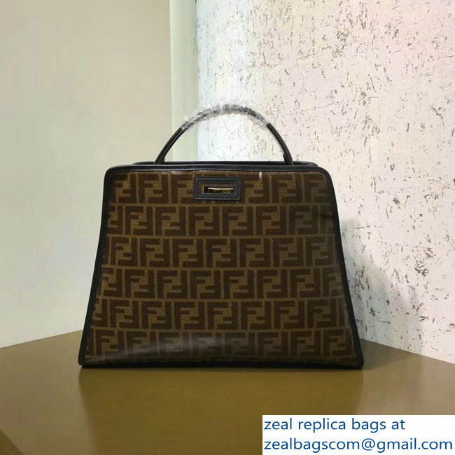 Fendi Peekaboo Defender Bag with Cover Glazed Fabric FF Brown 2018