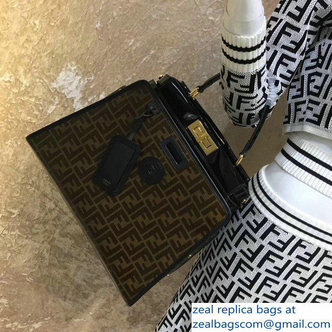 Fendi Peekaboo Defender Bag with Cover Glazed Fabric FF Brown 2018