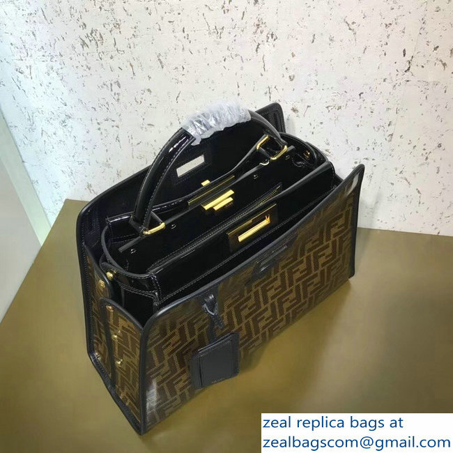 Fendi Peekaboo Defender Bag with Cover Glazed Fabric FF Brown 2018