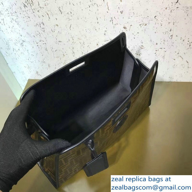 Fendi Peekaboo Defender Bag with Cover Glazed Fabric FF Brown 2018