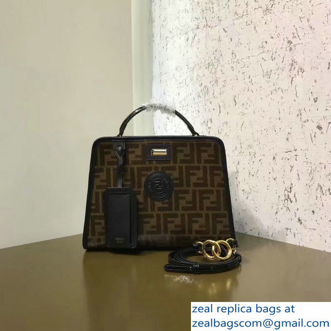Fendi Peekaboo Defender Small/Mini Bag with Cover Glazed Fabric FF Brown 2018