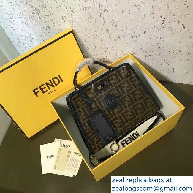 Fendi Peekaboo Defender Small/Mini Bag with Cover Glazed Fabric FF Brown 2018