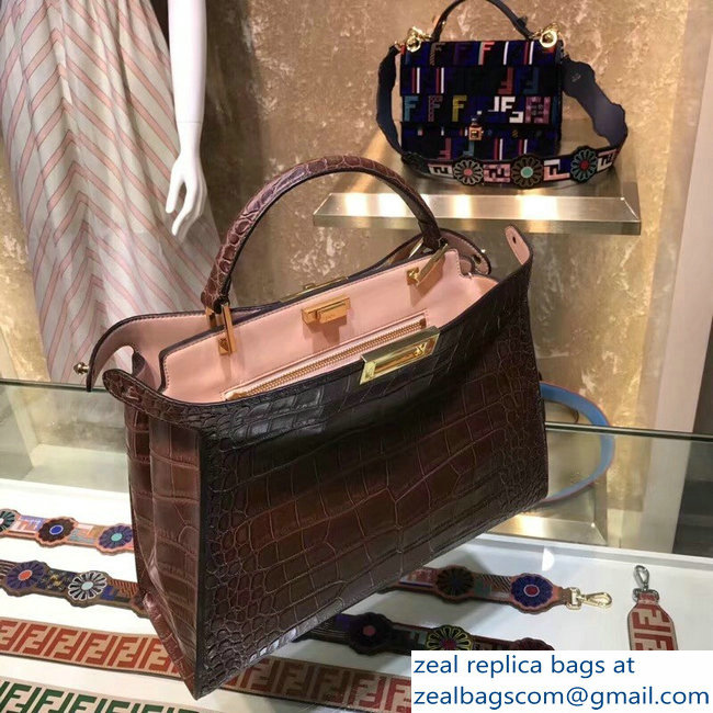 Fendi Peekaboo Large Bag Crocodille Brown