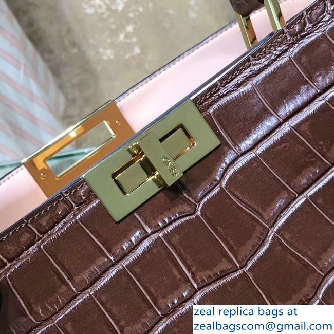 Fendi Peekaboo Large Bag Crocodille Brown