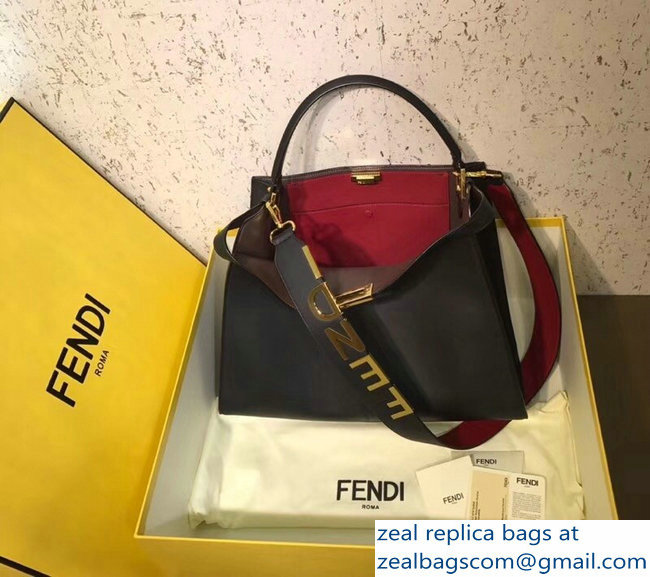 Fendi Peekaboo X-Lite Leather Bag Black/Red 2018