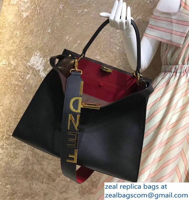 Fendi Peekaboo X-Lite Leather Bag Black/Red 2018