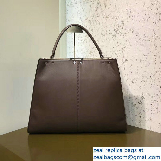 Fendi Peekaboo X-Lite Leather Bag Coffee/Green 2018