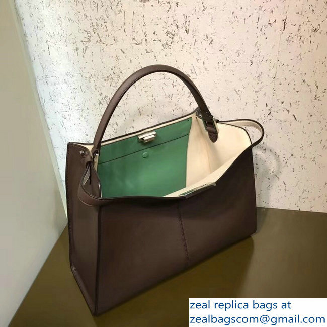 Fendi Peekaboo X-Lite Leather Bag Coffee/Green 2018