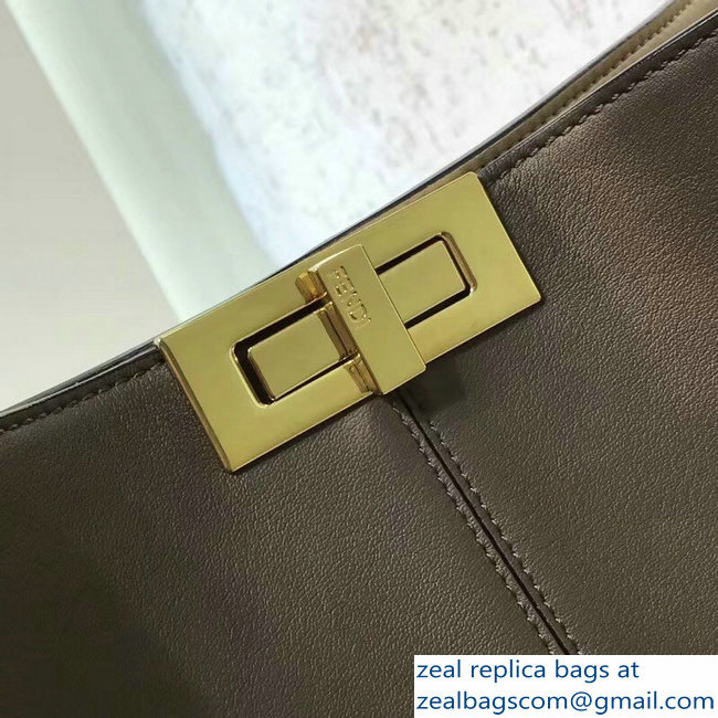 Fendi Peekaboo X-Lite Leather Bag FF Coffee 2018 - Click Image to Close