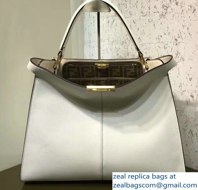 Fendi Peekaboo X-Lite Leather Bag FF White 2018
