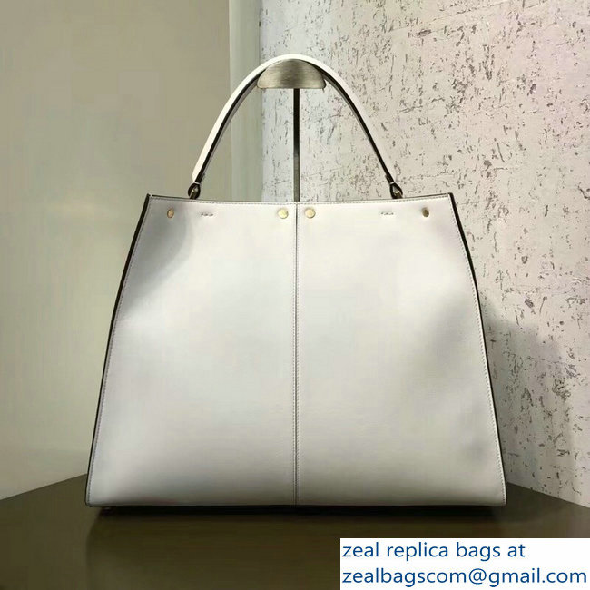 Fendi Peekaboo X-Lite Leather Bag FF White 2018 - Click Image to Close