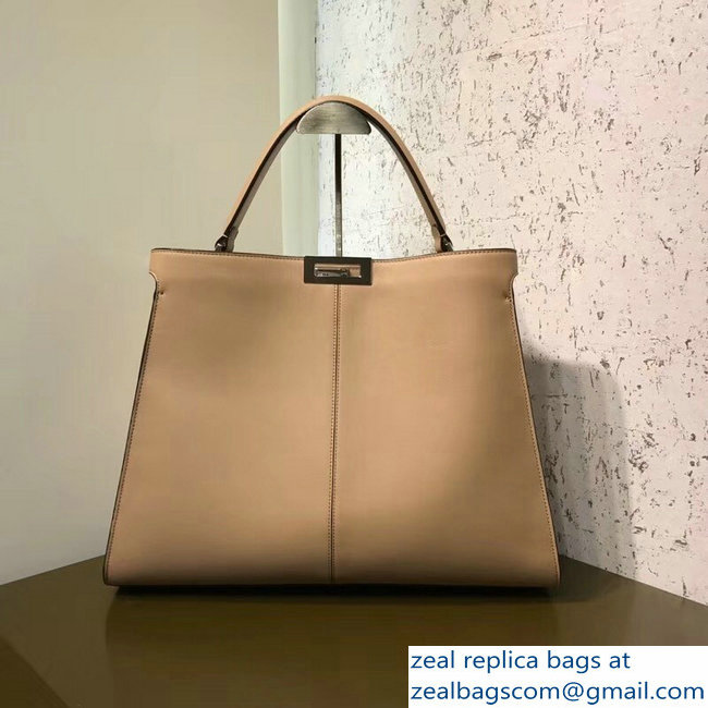 Fendi Peekaboo X-Lite Leather Bag Shearling FF Beige 2018