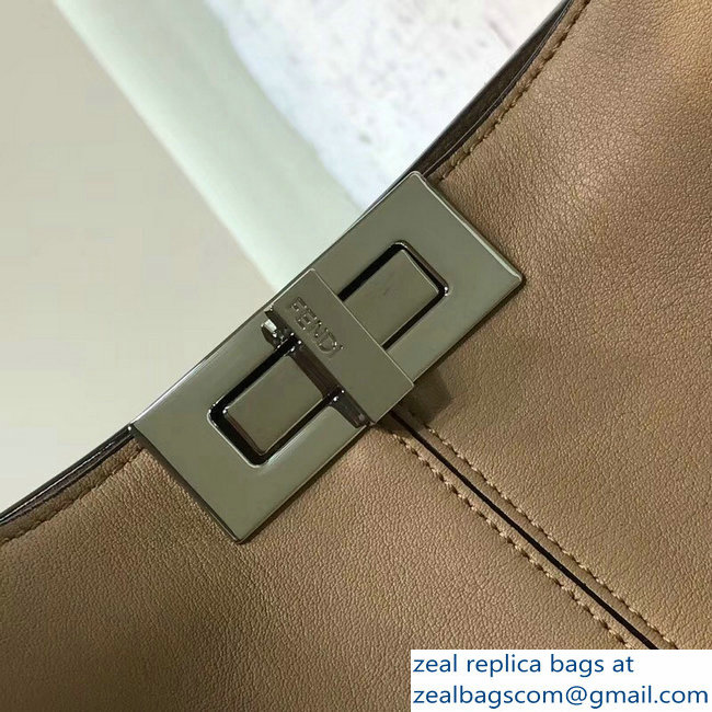 Fendi Peekaboo X-Lite Leather Bag Shearling FF Beige 2018