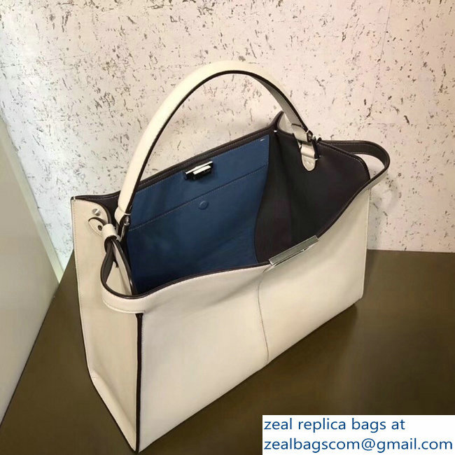 Fendi Peekaboo X-Lite Leather Bag White/Blue 2018