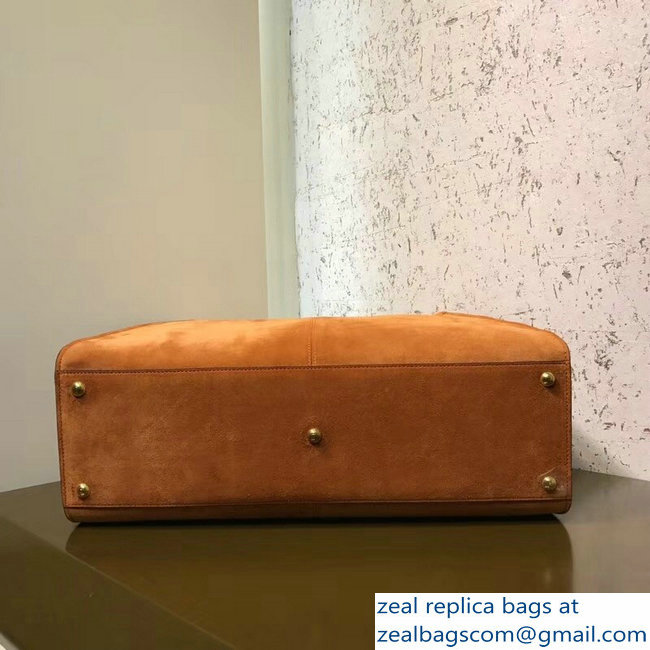 Fendi Peekaboo X-Lite Suede Leather Bag FF Caramel 2018