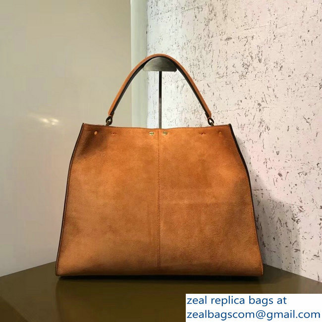 Fendi Peekaboo X-Lite Suede Leather Bag FF Caramel 2018