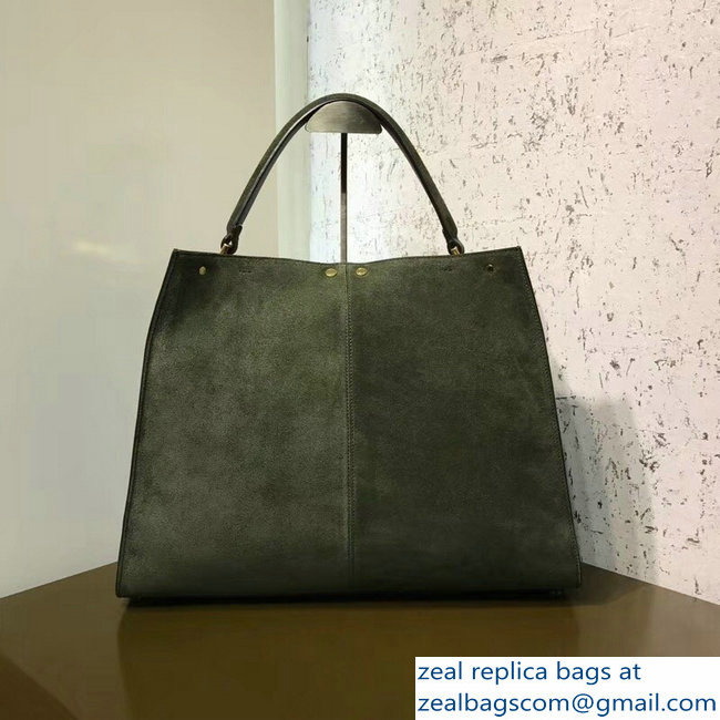 Fendi Peekaboo X-Lite Suede Leather Bag FF Green 2018