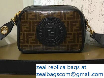 Fendi Stamp Patch Jacquard Fabric FF Brown Camera Case Bag Black 2018