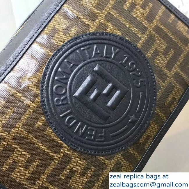 Fendi Stamp Patch Jacquard Fabric FF Brown Camera Case Bag Black 2018