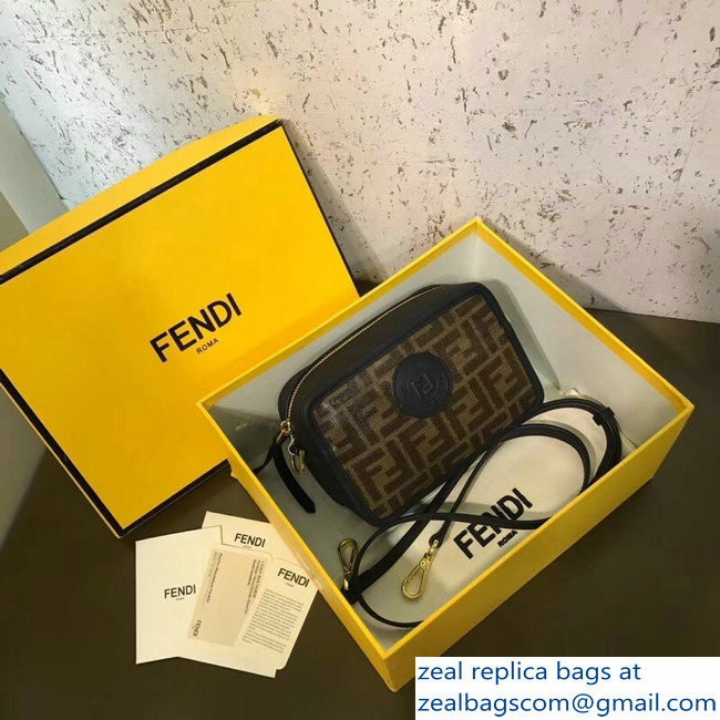 Fendi Stamp Patch Mini Camera Case Bag Jacquard Fabric FF Brown 2018