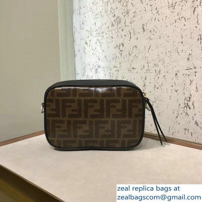 Fendi Stamp Patch Mini Camera Case Bag Jacquard Fabric FF Brown 2018