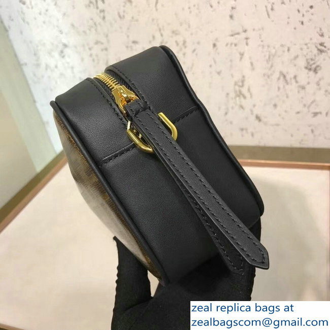 Fendi Stamp Patch Mini Camera Case Bag Jacquard Fabric FF Brown 2018