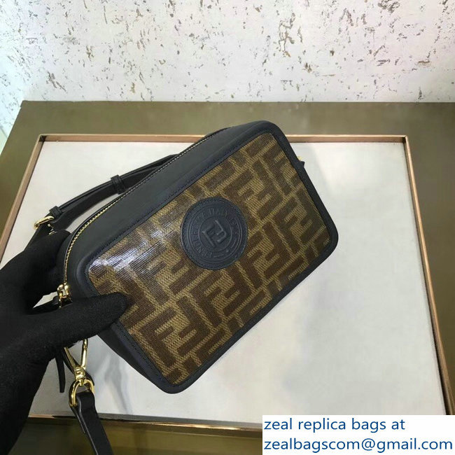 Fendi Stamp Patch Mini Camera Case Bag Jacquard Fabric FF Brown 2018 - Click Image to Close