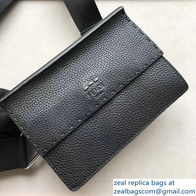 Fendi Togo Leather Messenger Bag Black 2018