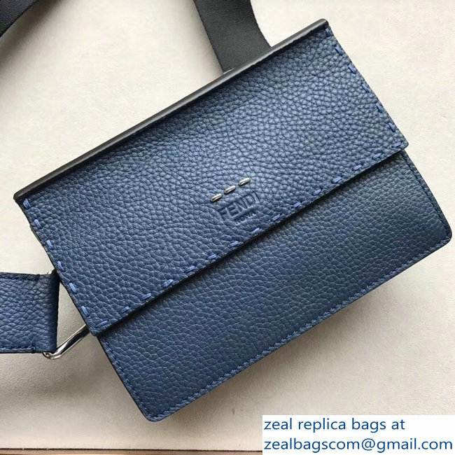 Fendi Togo Leather Messenger Bag Blue 2018