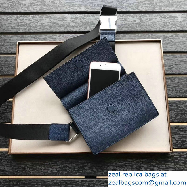 Fendi Togo Leather Messenger Bag Blue 2018