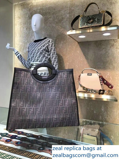 Fendi Woven Rattan Handles Runaway Shopper Tote Bag Mesh FF Pattern 2018 - Click Image to Close