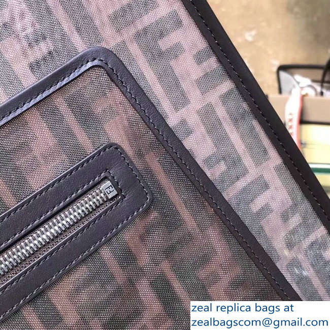 Fendi Woven Rattan Handles Runaway Shopper Tote Bag Mesh FF Pattern 2018