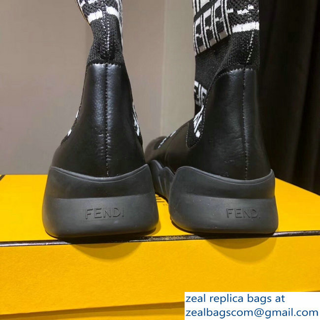 Fendi FF Tech Fabric High-Tops Running Lovers Sneakers Black 2018