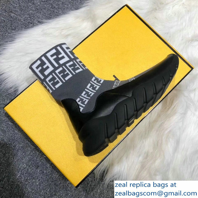 Fendi FF Tech Fabric High-Tops Running Lovers Sneakers Gray 2018