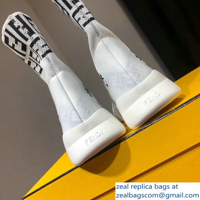 Fendi FF Tech Fabric High-Tops Running Lovers Sneakers White 2018 - Click Image to Close