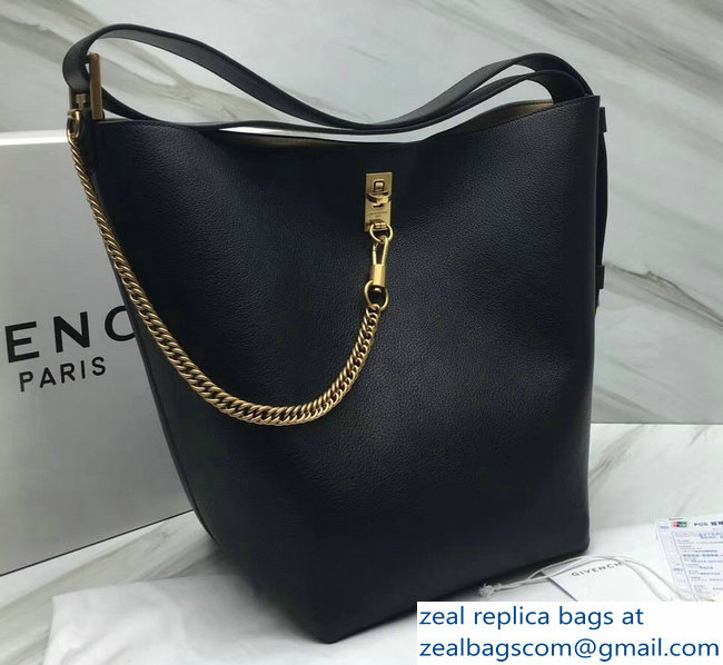 Givenchy GV Bucket Bag in Grained Leather 29911 Black 2018 - Click Image to Close