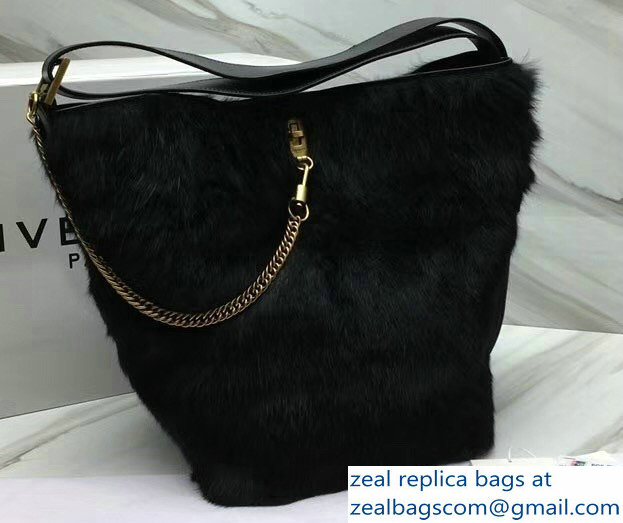 Givenchy GV Bucket Bag in Shearling 29911 Black 2018