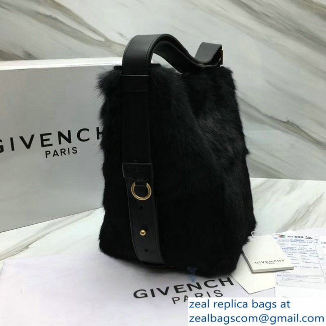 Givenchy GV Bucket Bag in Shearling 29911 Black 2018