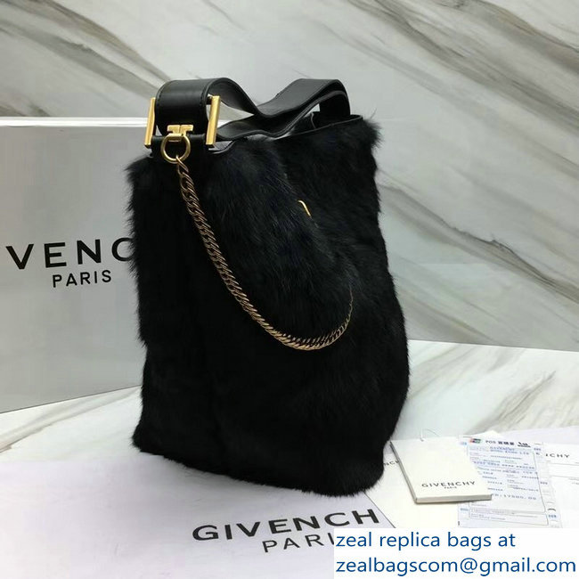 Givenchy GV Bucket Bag in Shearling 29911 Black 2018