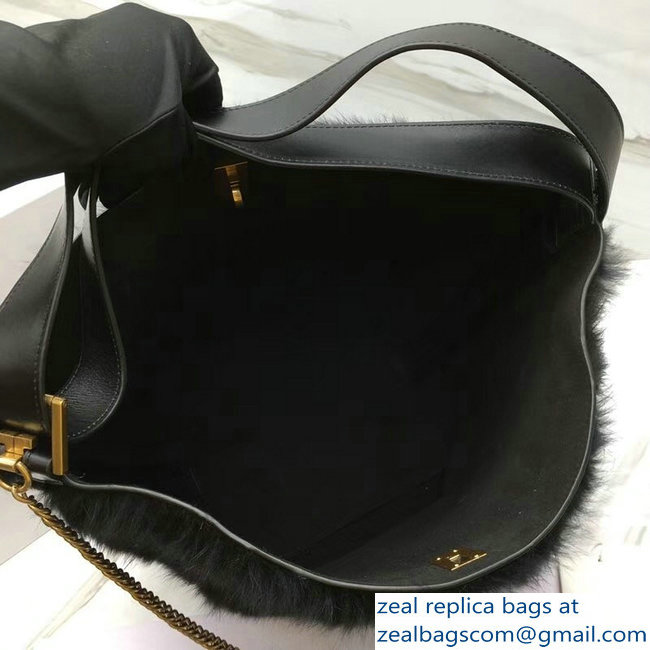 Givenchy GV Bucket Bag in Shearling 29911 Black 2018 - Click Image to Close