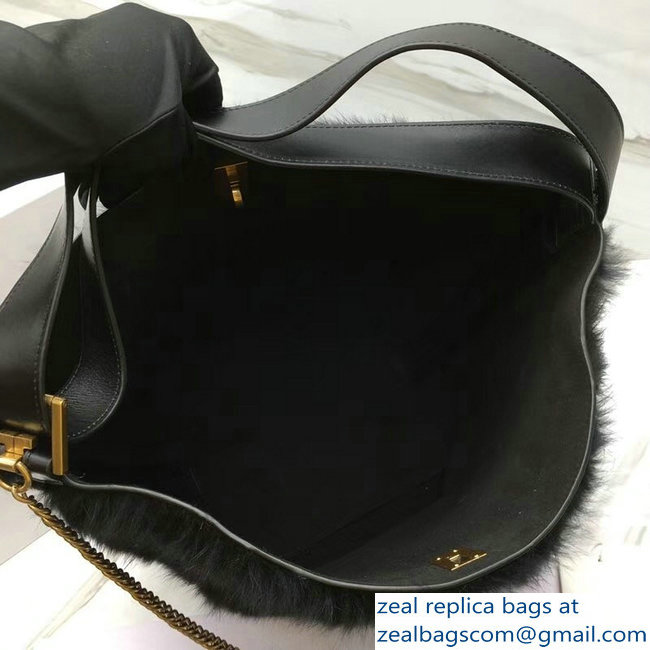 Givenchy GV Bucket Bag in Shearling 29911 Black 2018