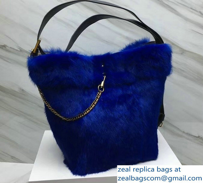 Givenchy GV Bucket Bag in Shearling 29911 Blue 2018