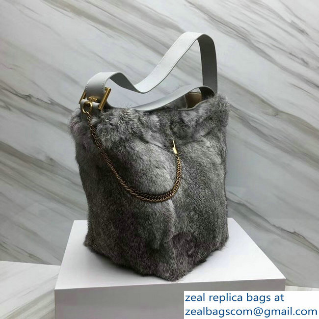 Givenchy GV Bucket Bag in Shearling 29911 Gray 2018