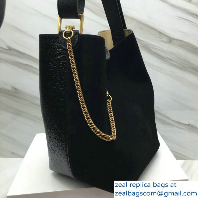 Givenchy GV Bucket Bag in Suede and Patent Leather 29911 Black 2018 - Click Image to Close