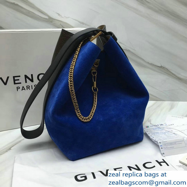 Givenchy GV Bucket Bag in Suede and Patent Leather 29911 Blue/Coffee 2018