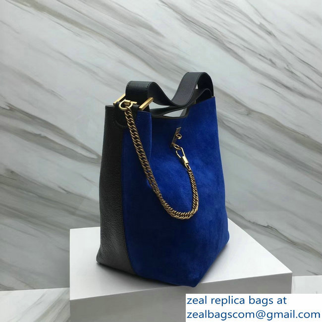 Givenchy GV Bucket Bag in Suede and Patent Leather 29911 Blue/Coffee 2018 - Click Image to Close