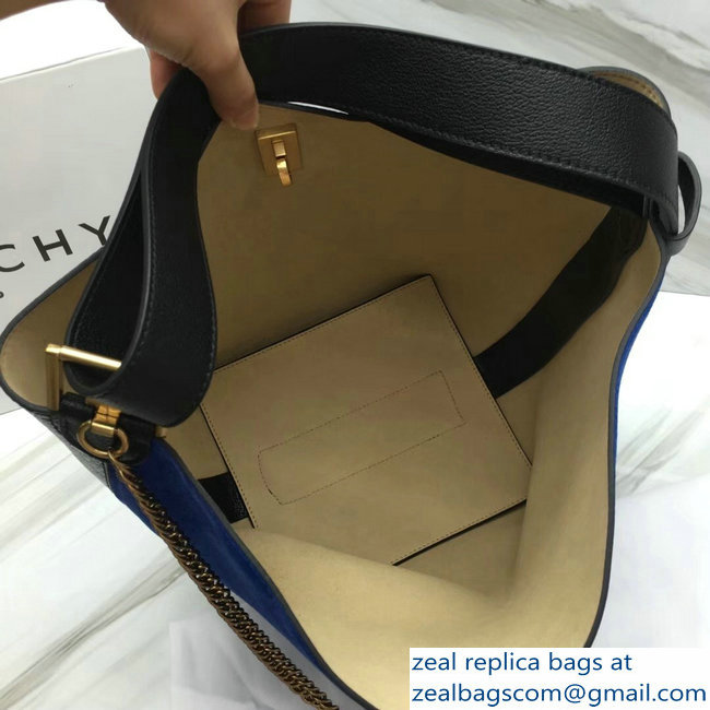 Givenchy GV Bucket Bag in Suede and Patent Leather 29911 Blue/Coffee 2018